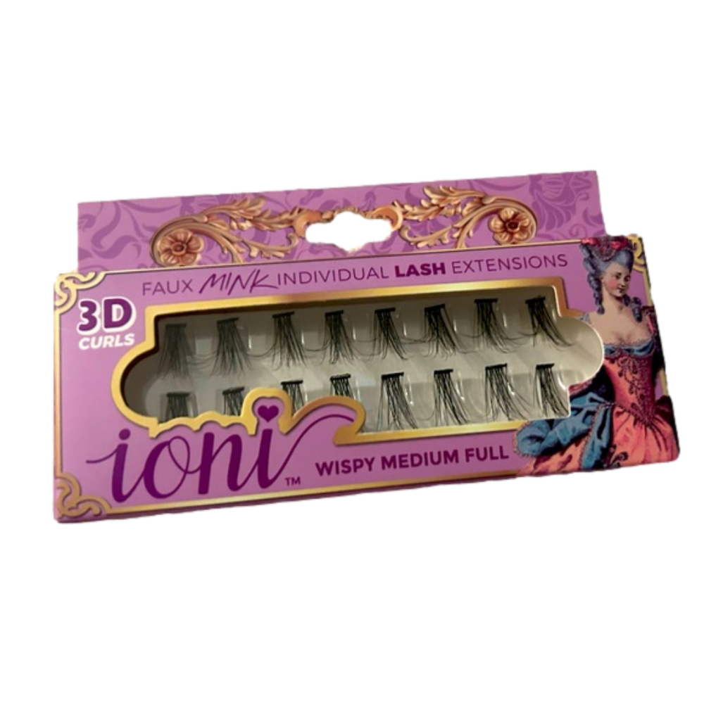 COPY - ioni wispy medium full faux mink individual lash extensions 3D curls veg…